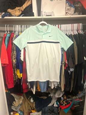 Nike Dri-FIT Victory Colorblock Golf Polo Shirt Mint Foam/White